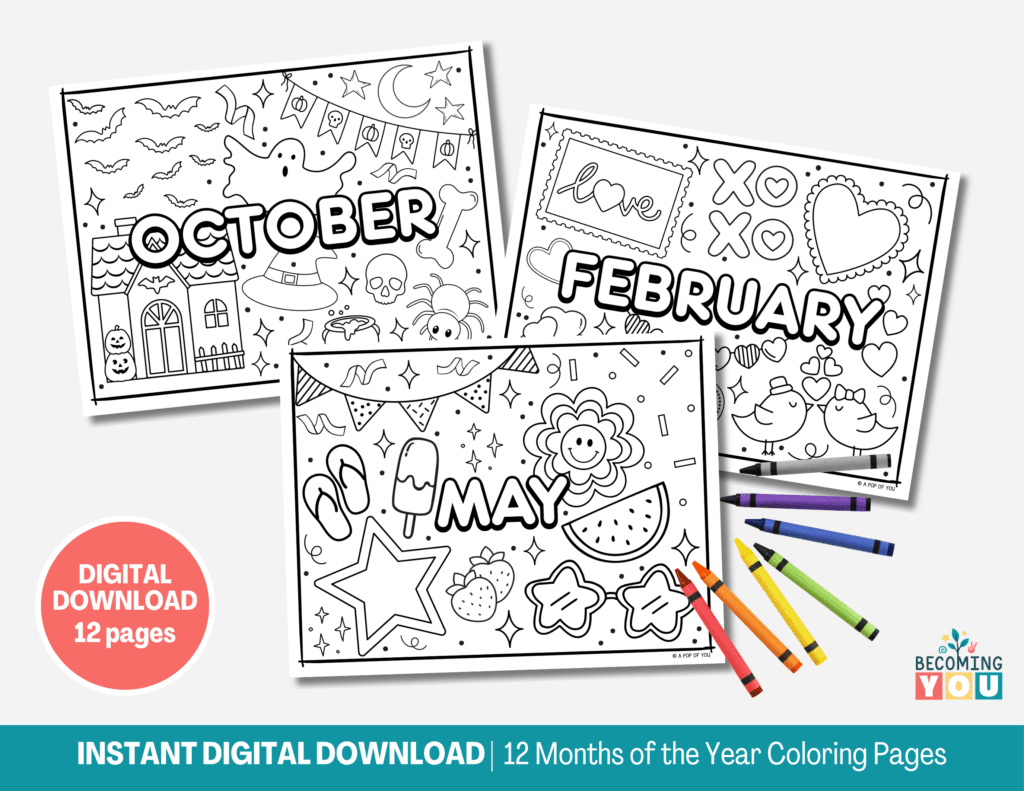 12 months of the year coloring pages