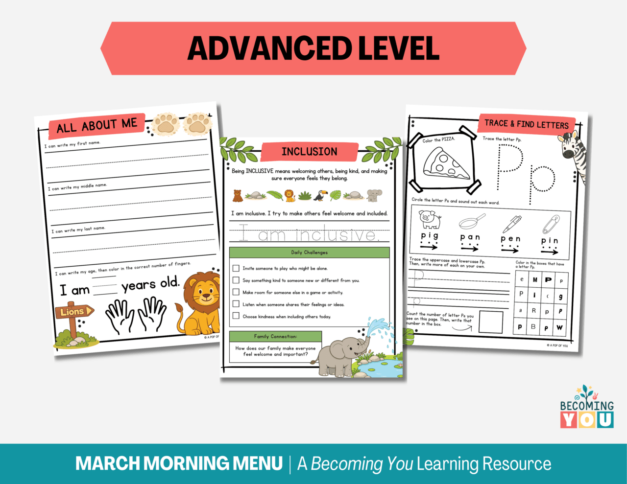 March Morning Menu | A Becoming You Learning Resource