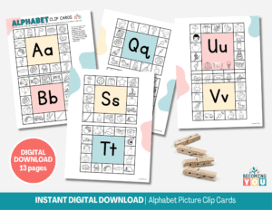 alphabet picture clip cards