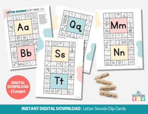 letter sounds clip cards