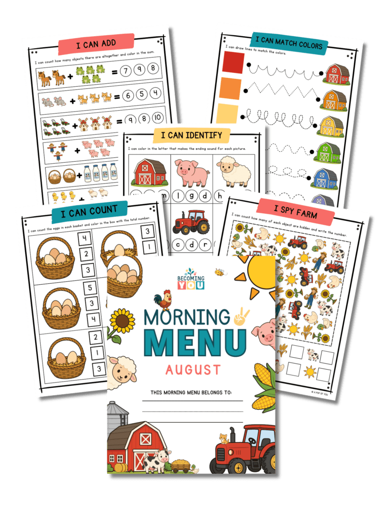 august morning menu collages