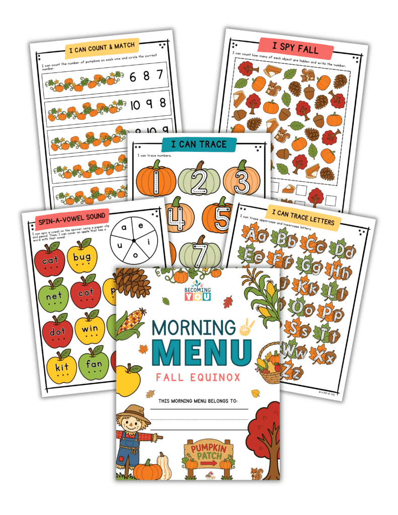 fall equinox morning menu collages