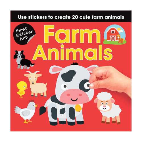 first sticker art books farm animals
