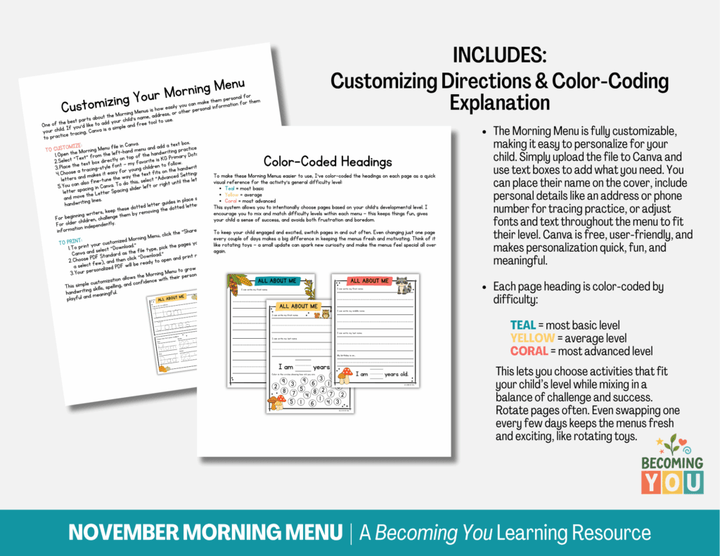 november morning menu listing