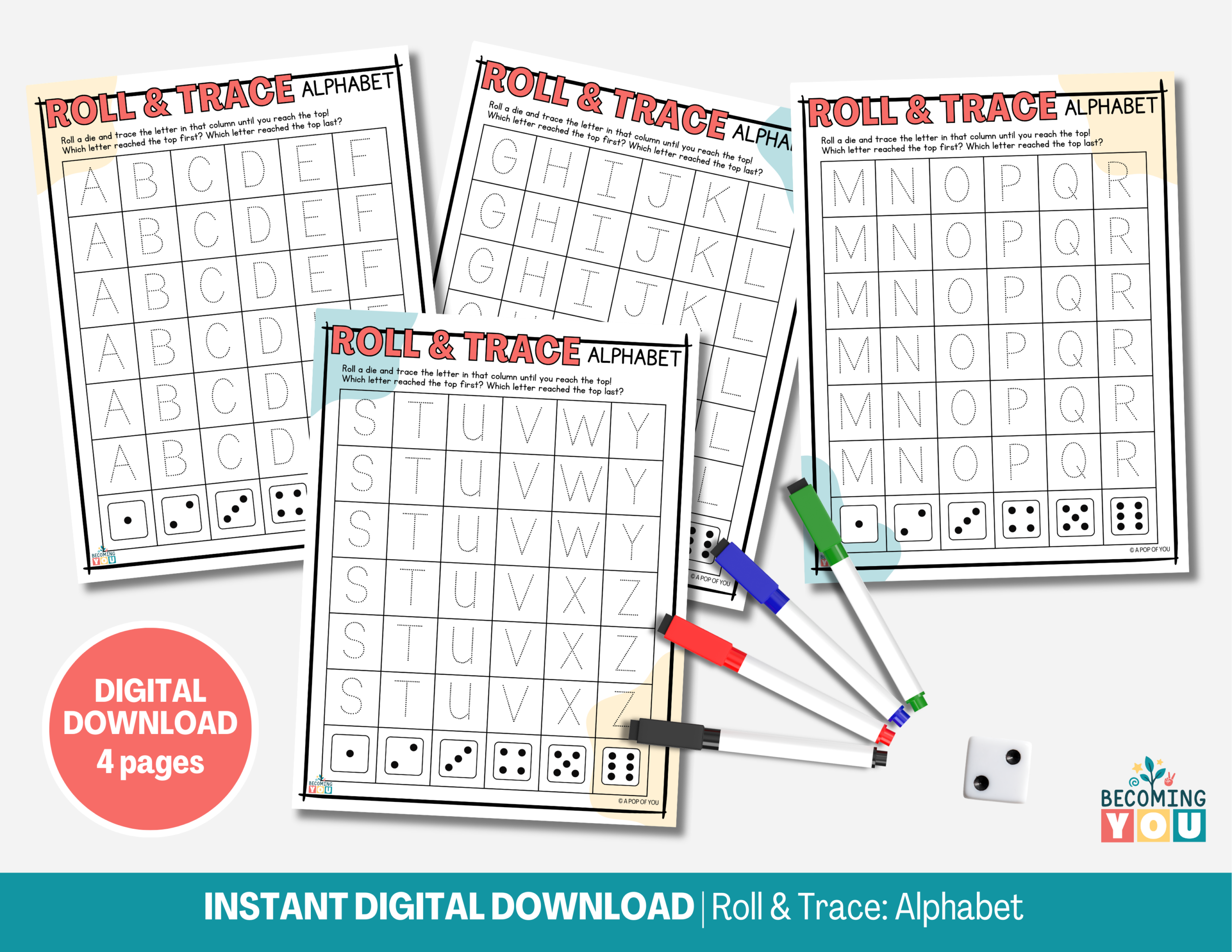 roll & trace alphabet