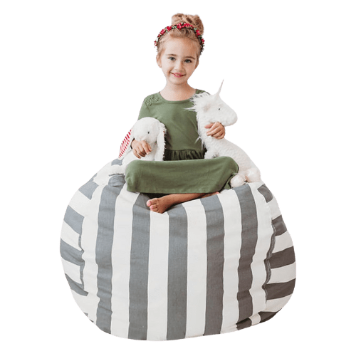 stuff n sit bean bag cover gray and white stripped