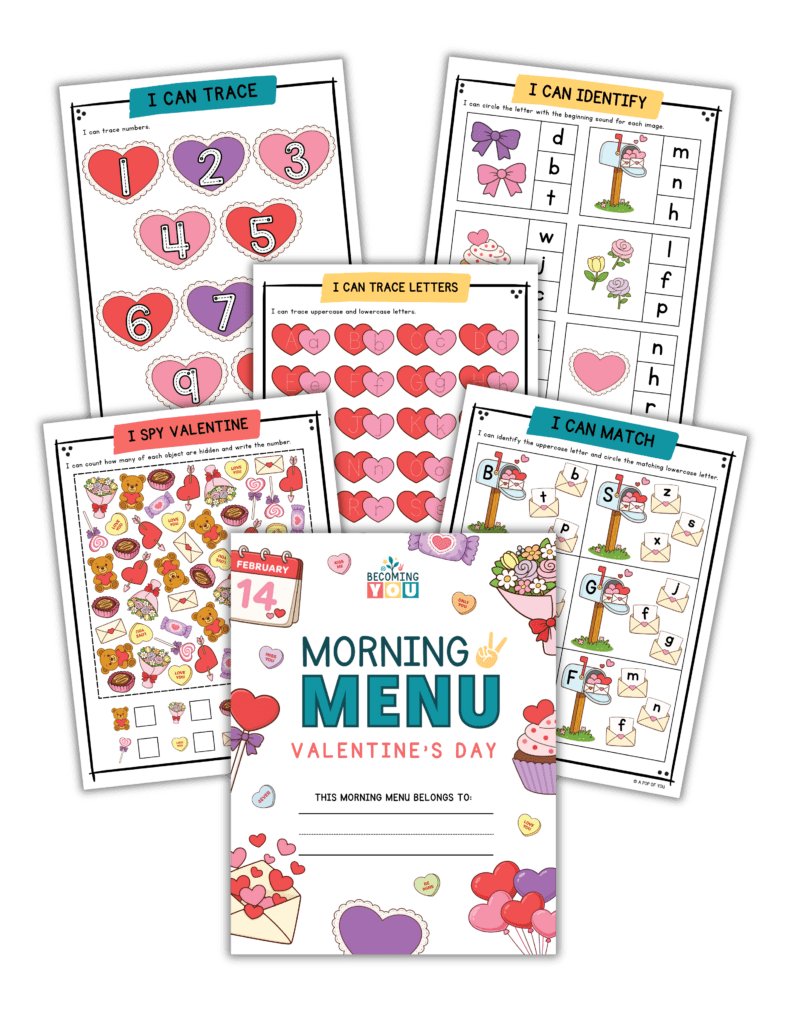 valentine's day morning menu collages