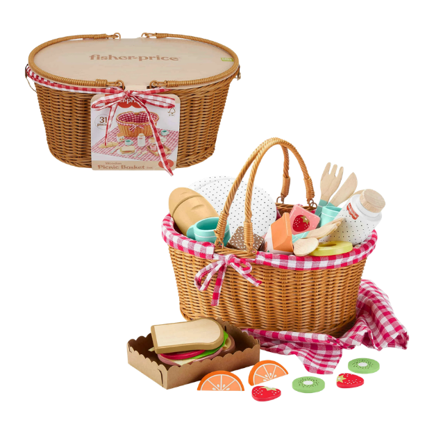 wooden picnic basket toy