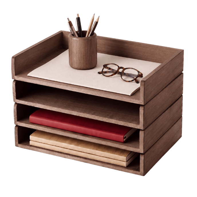 wooden stackable paper trays